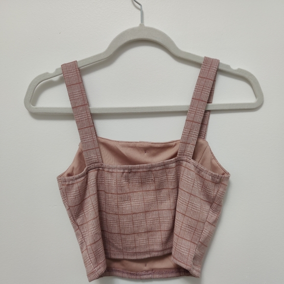 Pink Plaid Cropped Tank - Picture 5 of 5